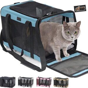 Cat Carrier Travel Bag Up to 15 Lbs, Soft Collapsible Small Dog Carriers, Top an